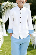 Cargar la imagen en la vista de la galería, Boys White Shirt & Sky Blue Trousers 2-piece Set
