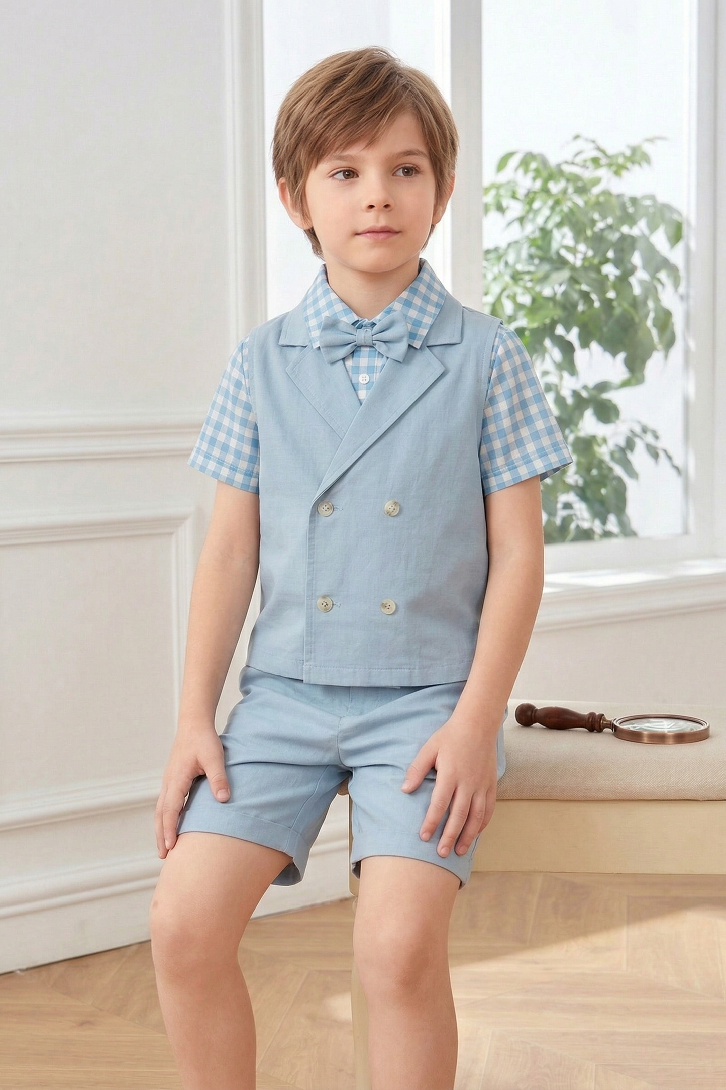 Blue Double-Breasted 2-Piece Set
