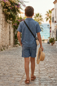 Load image into Gallery viewer, Blue-Grey Striped Printed Shirt 2-Piece Set
