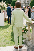 Load image into Gallery viewer, Boys Sage Green Linen-Blend 3-piece Suit
