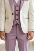 Load image into Gallery viewer, Boys Ivory & Lavender 3-Piece Suit

