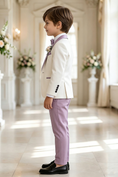 Load image into Gallery viewer, Boys Ivory & Lavender 3-Piece Suit

