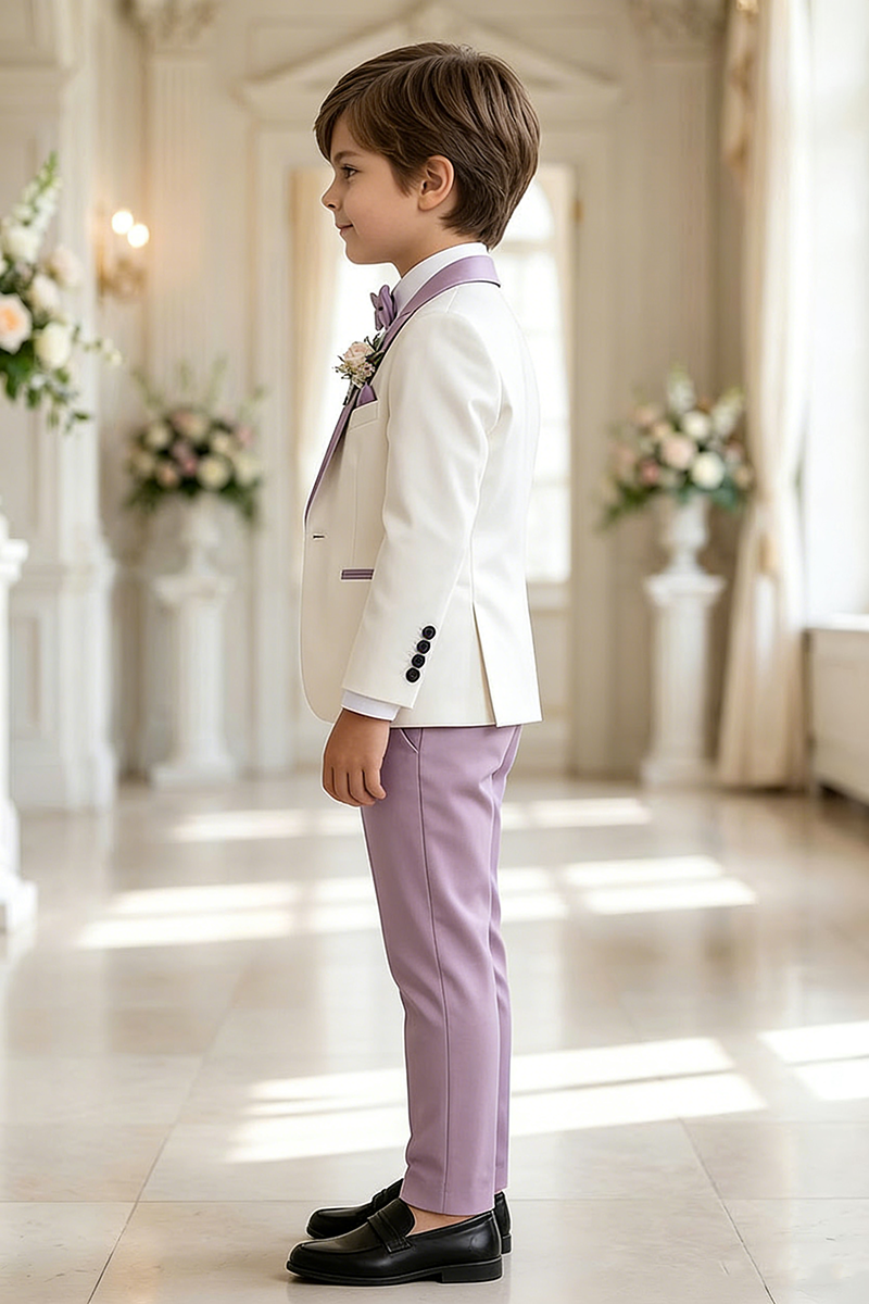 Boys Ivory & Lavender 3-Piece Suit