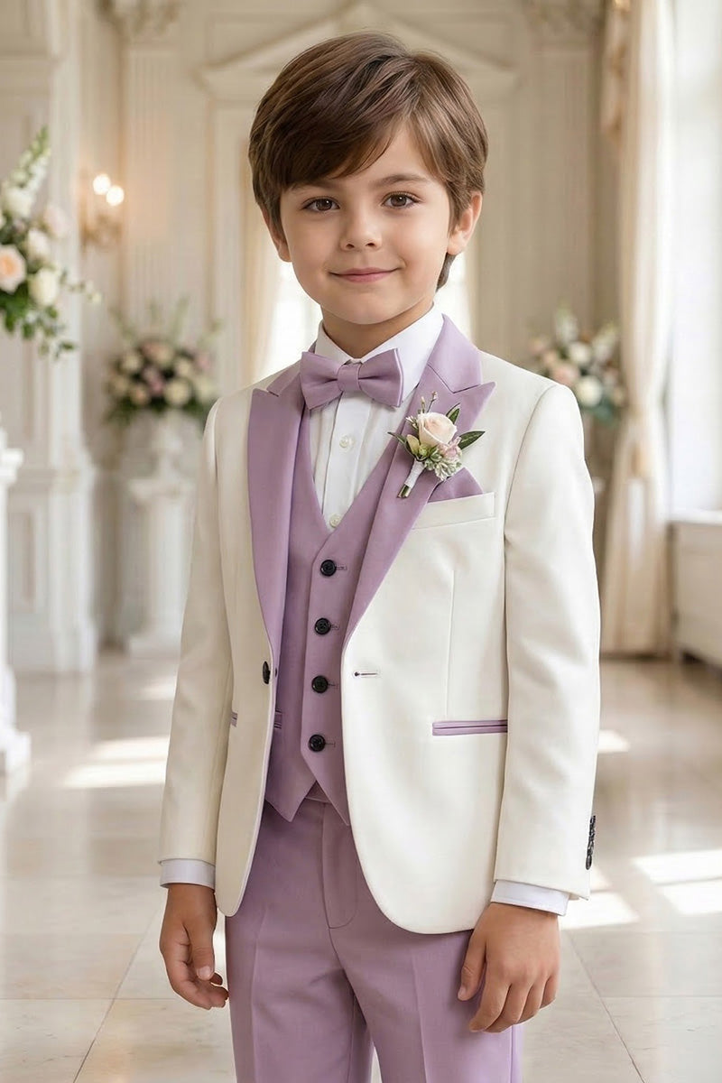 Boys Ivory & Lavender 3-Piece Suit