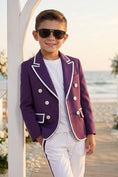 Load image into Gallery viewer, Boys Purple Double-Breasted Blazer
