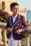 Load image into Gallery viewer, Boys Purple Double-Breasted Blazer
