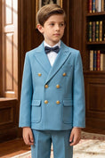Load image into Gallery viewer, Boys Sky Blue Double-Breasted 2-Piece Suit
