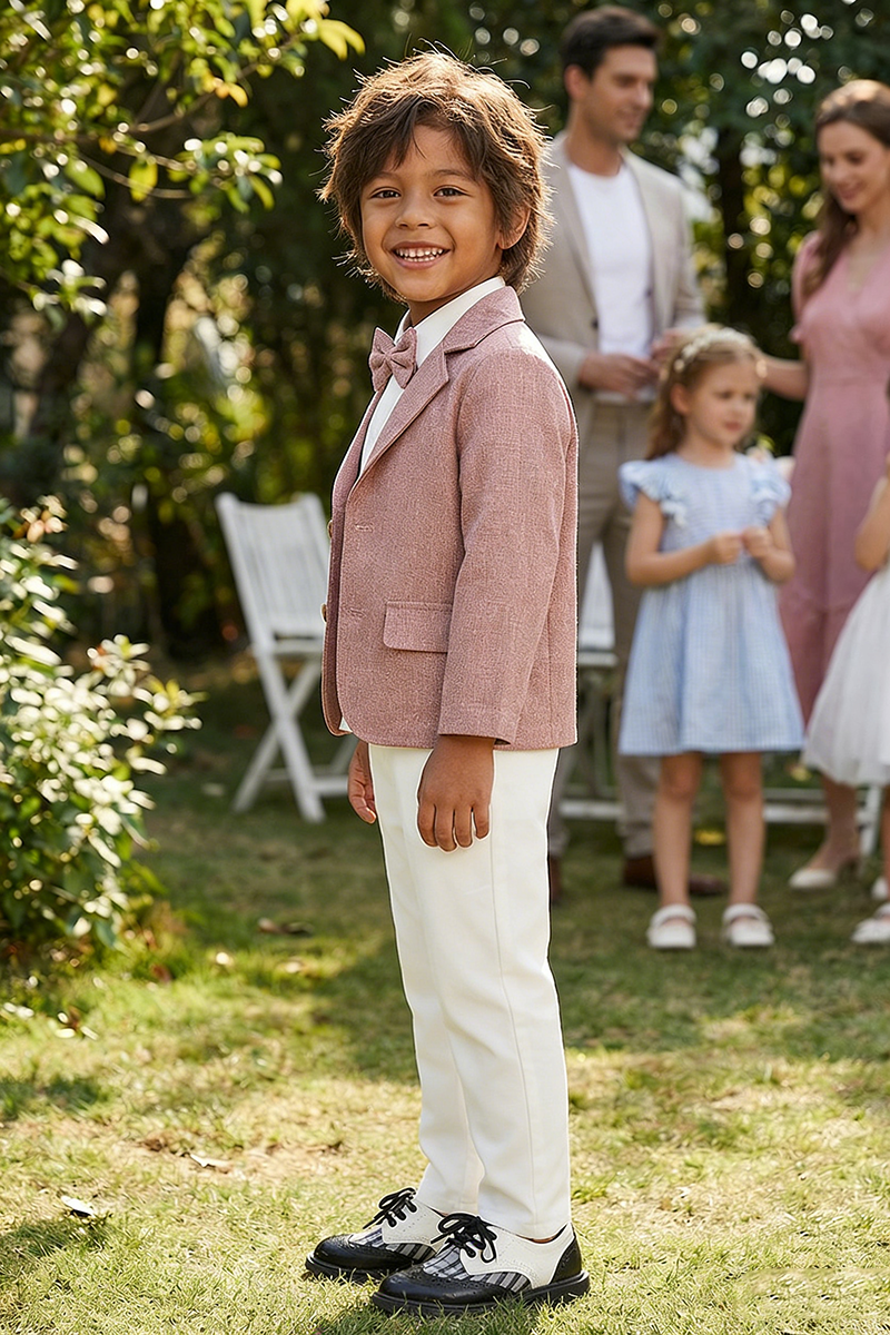Boys Dusty Pink Linen-Blend 2-piece Suit