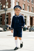 Load image into Gallery viewer, Dark Blue Striped Shirt 2-Piece Set
