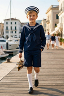 Dark Blue Striped Shirt 2-Piece Set