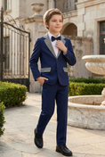 Load image into Gallery viewer, Dark Blue Patchwork Plaid 2-Piece Suit
