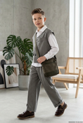 Cargar la imagen en la vista de la galería, Gray Striped Asymmetrical 2-Piece Set
