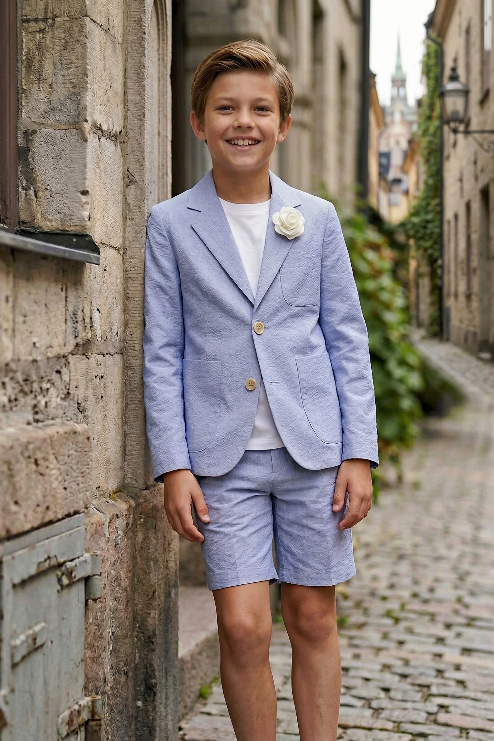 Light Blue Single-Breasted 2-Piece Suit