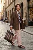 Load image into Gallery viewer, Brown Striped Double-Breasted Suit
