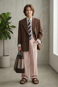 Load image into Gallery viewer, Brown Striped Double-Breasted Suit
