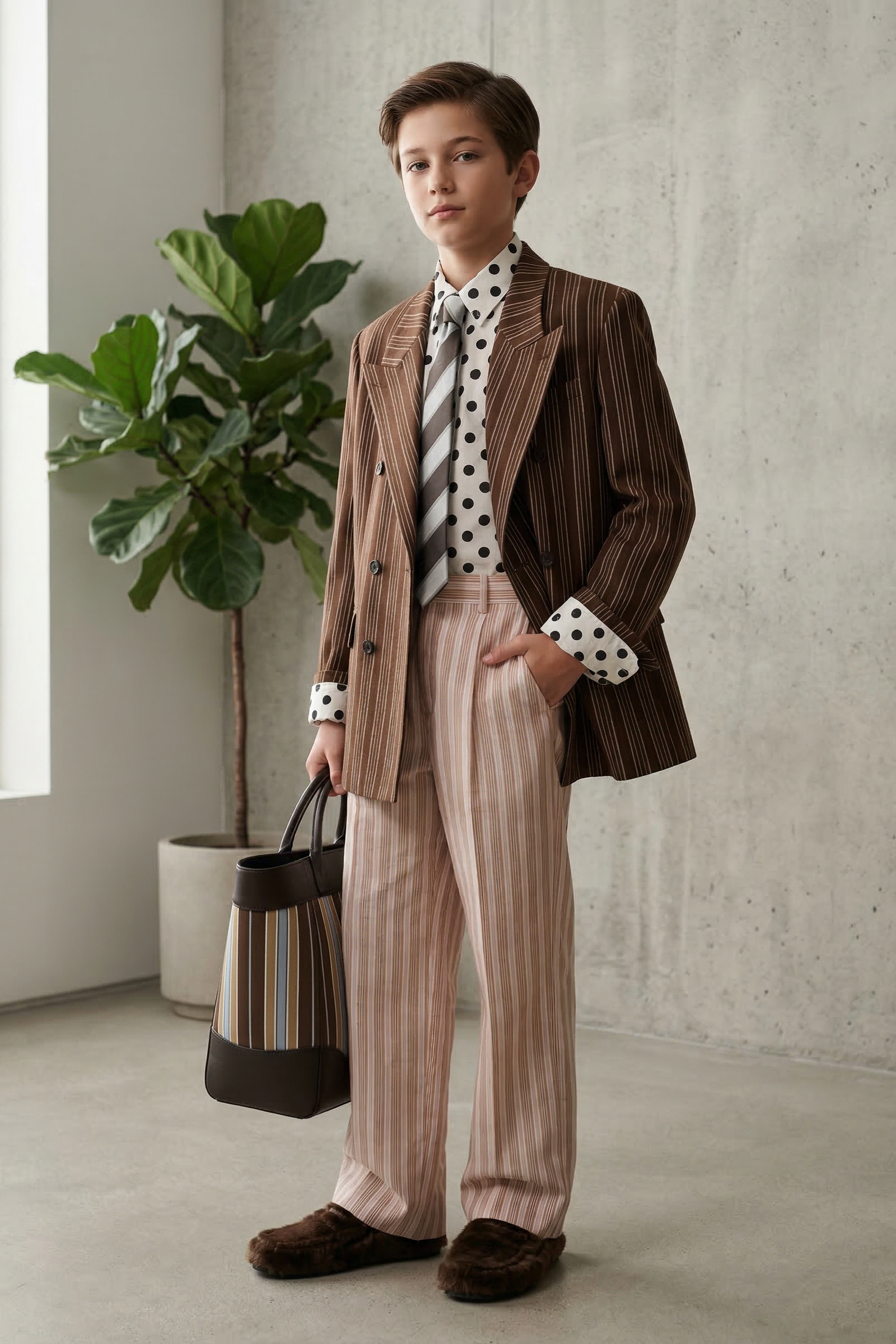 Pink Striped Straight Leg Pants