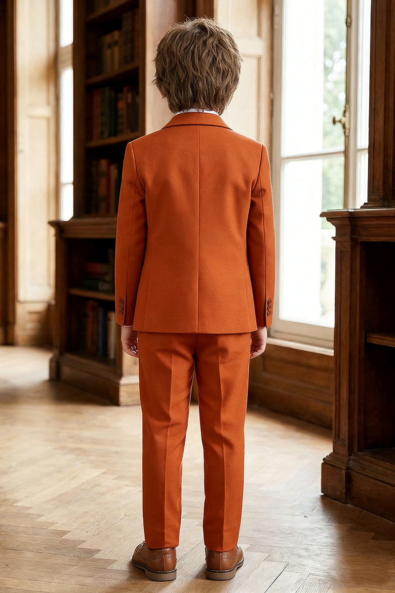 Boys Rust Orange 3-Piece Suit