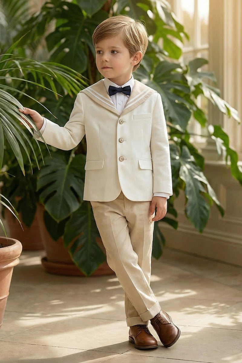 Boys Ivory & Beige 2-piece Suit