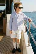 Load image into Gallery viewer, Boys Blue & White Striped Seersucker 2-piece Suit
