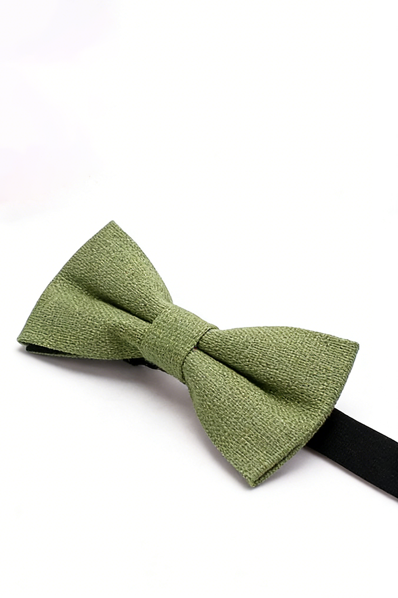 Boys Sage Green Linen Bow Tie for Weddings