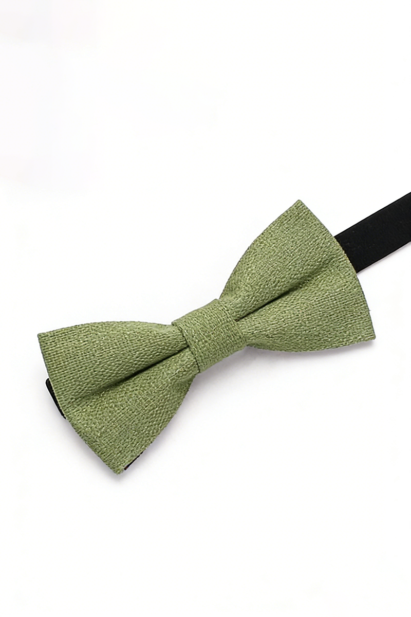 Boys Sage Green Linen Bow Tie for Weddings