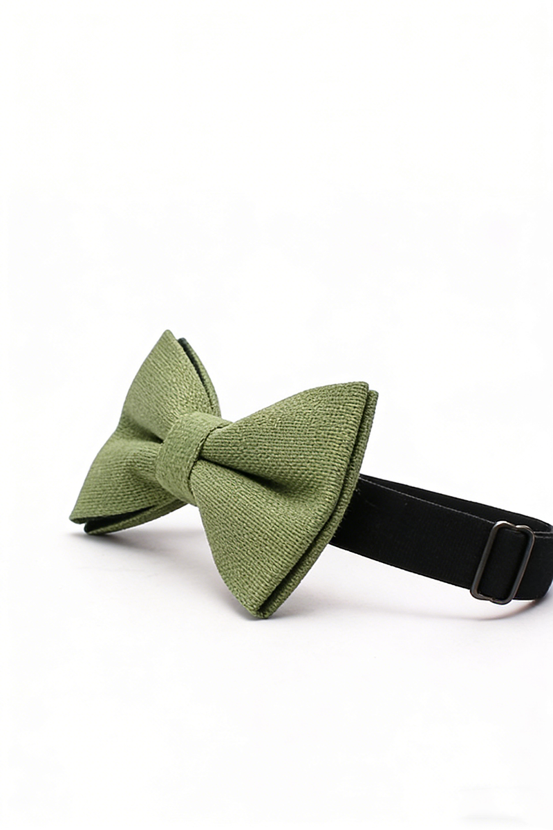 Boys Sage Green Linen Bow Tie for Weddings
