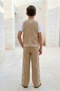 Load image into Gallery viewer, Khaki Tie-up V-neck 2-Piece Set
