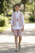 Load image into Gallery viewer, Light Pink V-neck Single-Breasted 2-Piece Set
