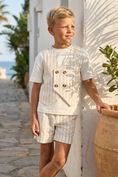 Load image into Gallery viewer, Off-White Striped Double-Breasted 2-Piece Set
