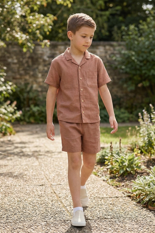 Light Reddish-Brown Shirt 2-Piece Set
