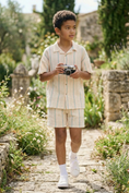 Cargar la imagen en la vista de la galería, Apricot Striped Shirt 2-Piece Set
