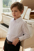 Load image into Gallery viewer, Boys White Pleated Shirt for Weddings & Formal
