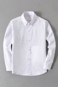 Load image into Gallery viewer, Boys White Pleated Shirt for Weddings & Formal
