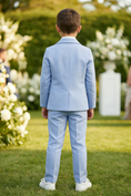 Load image into Gallery viewer, Boys Light Blue Linen-Blend 2-Piece Suit
