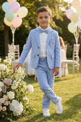 Load image into Gallery viewer, Boys Light Blue Linen-Blend 2-Piece Suit
