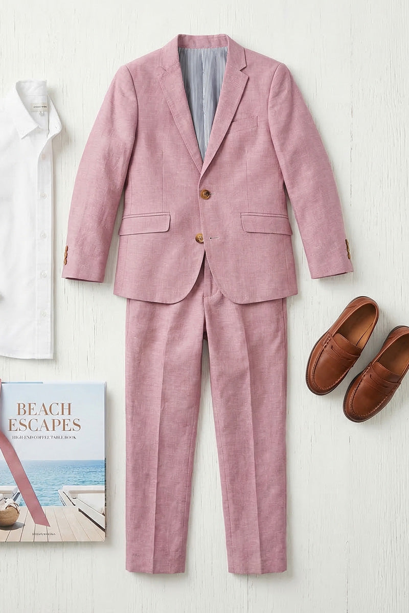 Boys Dusty Rose Linen 2-Piece Suit