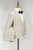 Bild in Galerie-Betrachter laden, Boys Beige Linen-blend Windowpane Check 2-piece Suit
