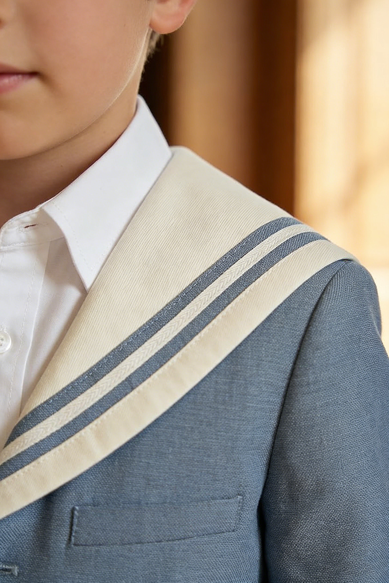 Boys Blue Sailor Collar 2-piece Suit