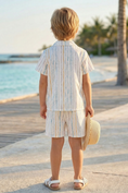 Load image into Gallery viewer, White Striped Shirt 2-piece set
