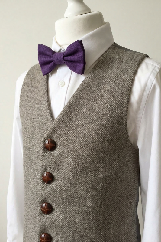 Grey V-neck Single-Breasted Vest