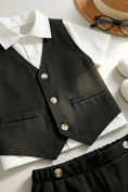 Load image into Gallery viewer, Black Single-Breasted Vest 2-Piece Set
