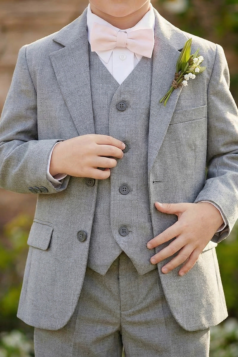 Boys Grey 3-Piece Suit for Garden Weddings