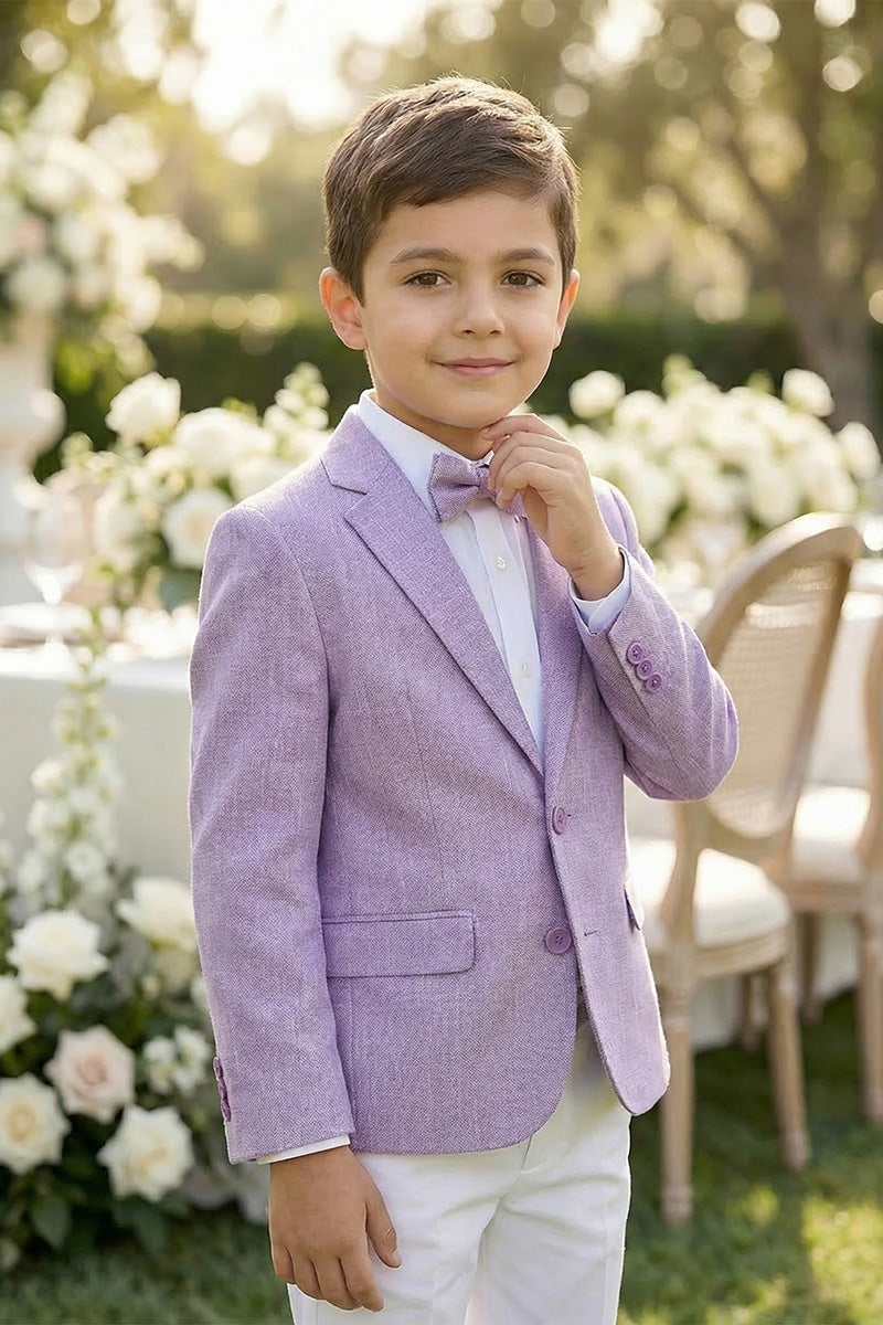 Boys Lavender Linen-Blend 2-Piece Suit