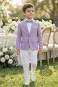 Load image into Gallery viewer, Boys Lavender Linen-Blend 2-Piece Suit
