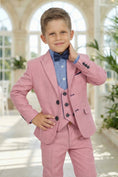 Bild in Galerie-Betrachter laden, Boys Dusty Pink Linen 3-Piece Suit
