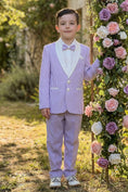 Load image into Gallery viewer, Boys Lavender Pinstripe Shawl Collar 2-Piece Suit

