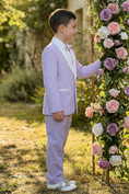 Load image into Gallery viewer, Boys Lavender Pinstripe Shawl Collar 2-Piece Suit
