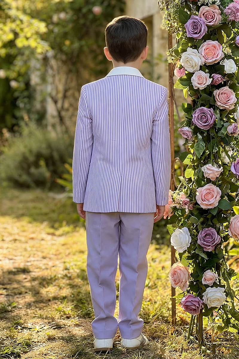 Boys Lavender Pinstripe Shawl Collar 2-Piece Suit