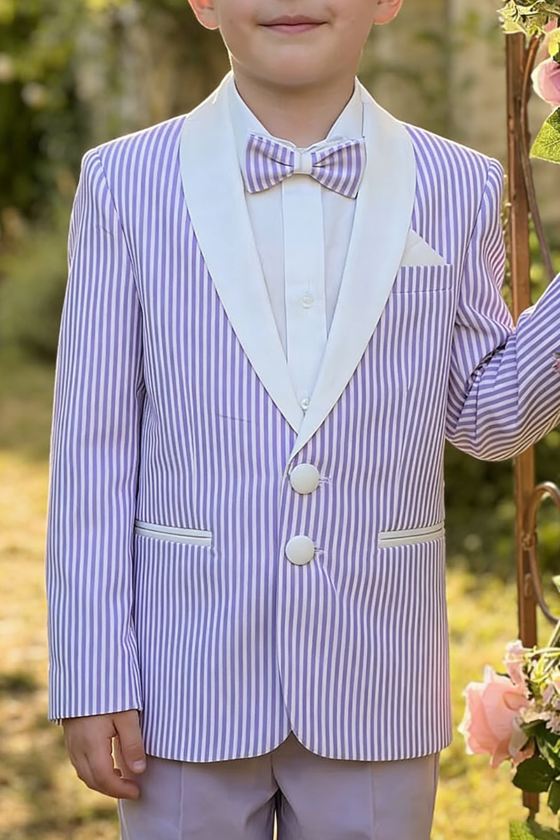 Boys Lavender Pinstripe Shawl Collar 2-Piece Suit