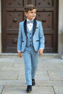 Boys Sky Blue 3-Piece Tuxedo Suit